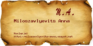 Miloszavlyevits Anna névjegykártya